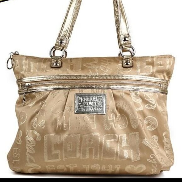 Coach Poppy Story Patch Glam Tote Bag - Picture 1 of 13